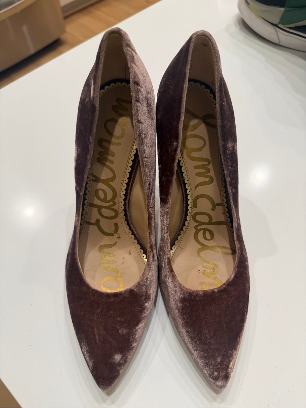 Sam Edelman Hazel Mink Shadow Silky Velvet Heels Size 7.5